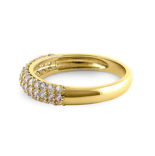 JB:ORZ154 Solid 14K Yellow Gold Pave Round CZ Cluster CZ Ring