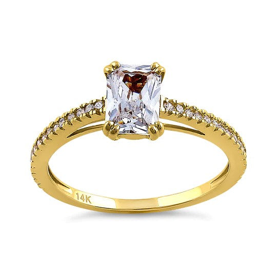 JB:ORZ172 Solid 14K Yellow Gold Raidiant Cut CZ Engagement Ring