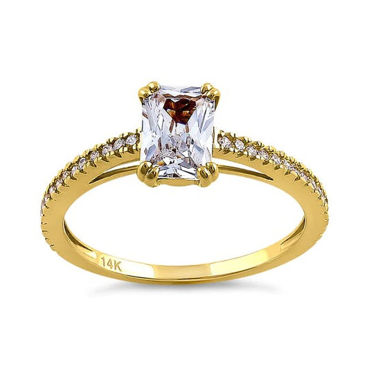 JB:ORZ172 Solid 14K Yellow Gold Raidiant Cut CZ Engagement Ring