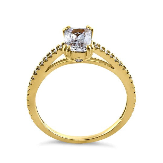 JB:ORZ172 Solid 14K Yellow Gold Raidiant Cut CZ Engagement Ring