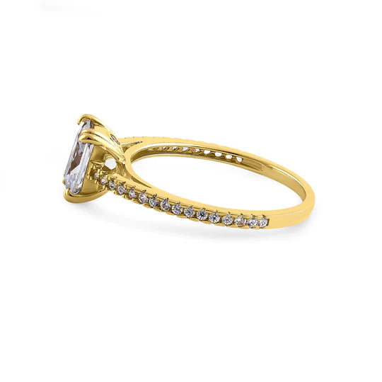 JB:ORZ172 Solid 14K Yellow Gold Raidiant Cut CZ Engagement Ring
