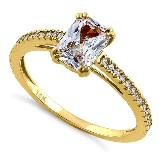 JB:ORZ172 Solid 14K Yellow Gold Raidiant Cut CZ Engagement Ring