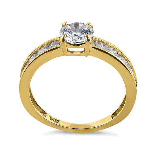 JB:ORZO25 Solid 14K Yellow Gold Round 6mm Clear CZ Engagement Ring
