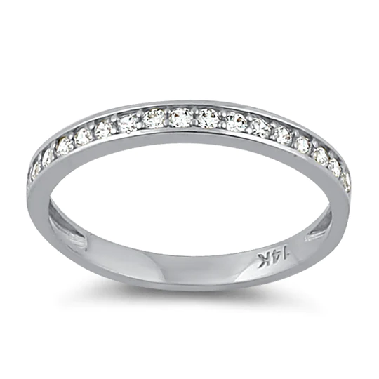 JB:ORZ207 Solid 14K White Gold Half Eternity Wedding Band