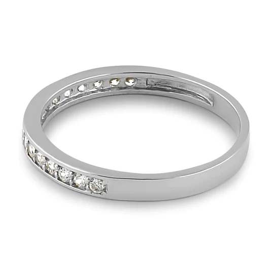 JB:ORZ207 Solid 14K White Gold Half Eternity Wedding Band