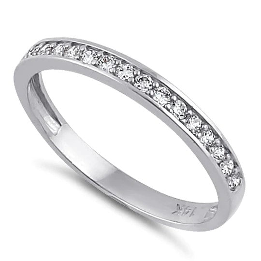 JB:ORZ207 Solid 14K White Gold Half Eternity Wedding Band