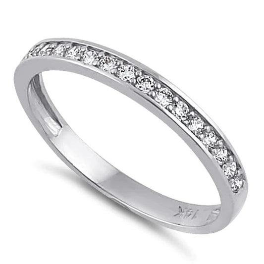 JB:ORZ207 Solid 14K White Gold Half Eternity Wedding Band