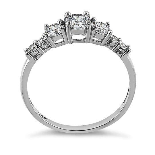 JB:ORZ208 Solid 14K White Gold Triple Round Clear CZ Engagement Ring
