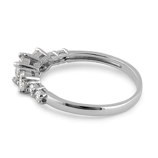 JB:ORZ208 Solid 14K White Gold Triple Round Clear CZ Engagement Ring