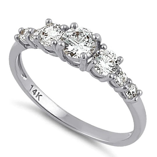 JB:ORZ208 Solid 14K White Gold Triple Round Clear CZ Engagement Ring