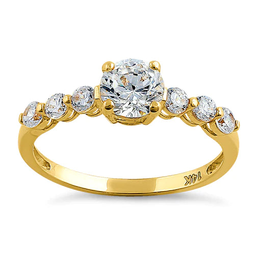 JB:ORZ083 Solid 14K Yellow Gold Regal Round CZ Ring