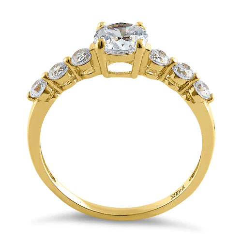 JB:ORZ083 Solid 14K Yellow Gold Regal Round CZ Ring