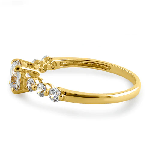 JB:ORZ083 Solid 14K Yellow Gold Regal Round CZ Ring