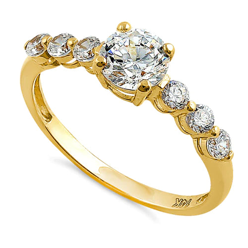 JB:ORZ083 Solid 14K Yellow Gold Regal Round CZ Ring