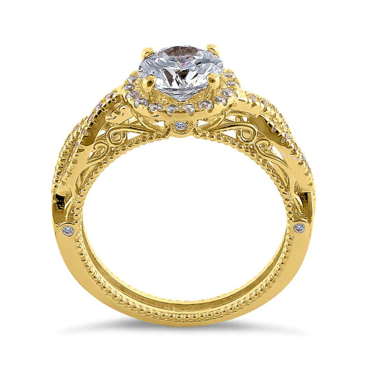 JB:ORZ165 Solid 14K Yellow Gold Royal Twist Round Cut CZ Engagement Ring