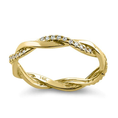 JBD103 Solid 14K Gold Twisted CZ Ring