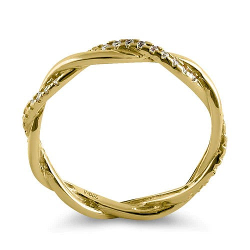 JB:ORZ040 Solid 14K Gold Twisted CZ Ring