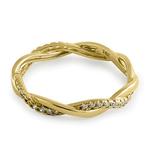 JB:ORZ040 Solid 14K Gold Twisted CZ Ring