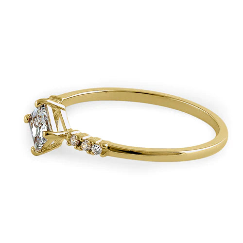 JB:ORZ079 Solid 14K Yellow Gold Simple Princess Cut CZ Ring
