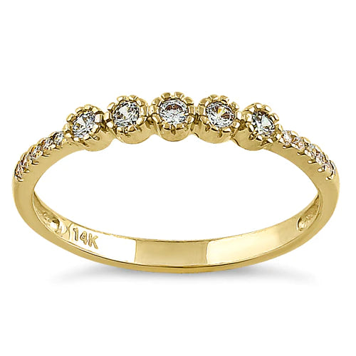 JB:ORD4095 Solid 14K Yellow Gold Five Round CZ Ring