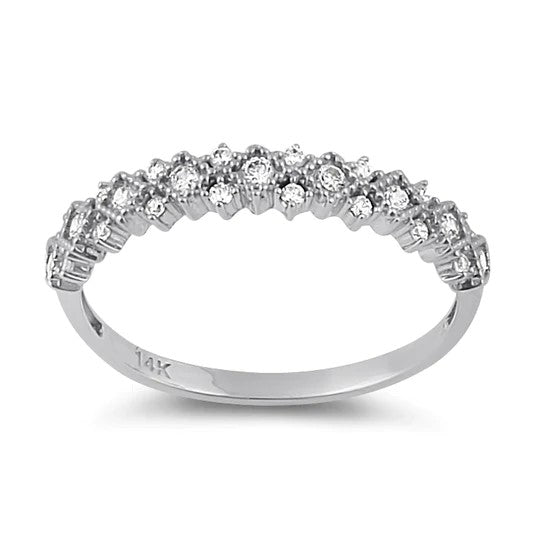 JB:ORZ211 Solid 14K White Gold Elegant Half Eternity Wedding CZ Band