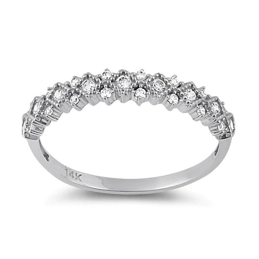 JB:ORZ211 Solid 14K White Gold Elegant Half Eternity Wedding CZ Band