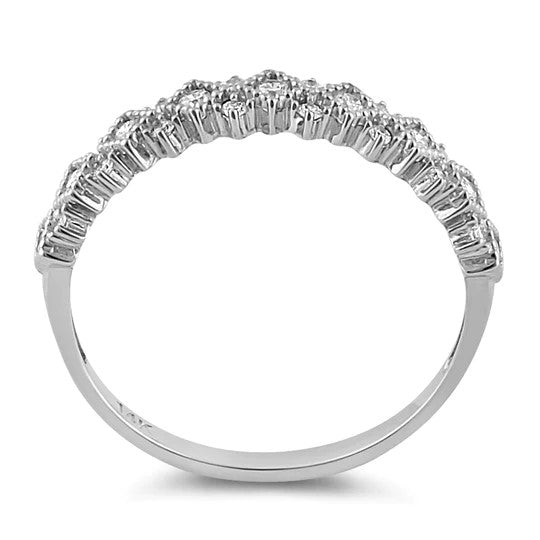JB:ORZ211 Solid 14K White Gold Elegant Half Eternity Wedding CZ Band