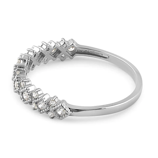 JB:ORZ211 Solid 14K White Gold Elegant Half Eternity Wedding CZ Band
