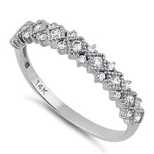 JB:ORZ211 Solid 14K White Gold Elegant Half Eternity Wedding CZ Band