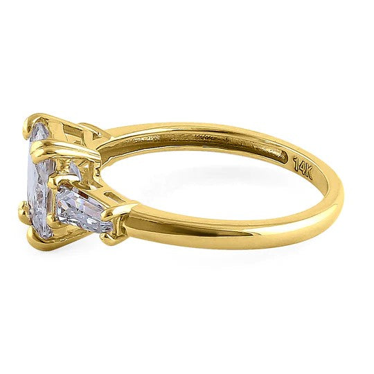 JB:ORZ146Solid 14K Yellow Gold Asscher Cut CZ Engagement Ring