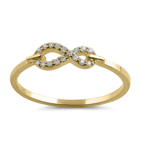 JB:ORZ045 Solid 14K Yellow Gold Trendy Infinity CZ Ring