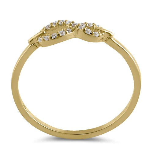 JB:ORZ045 Solid 14K Yellow Gold Trendy Infinity CZ Ring