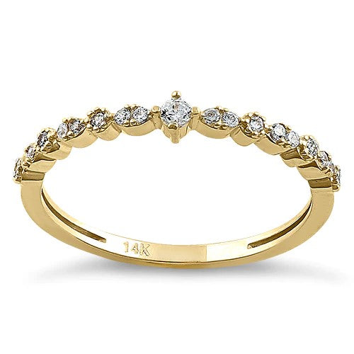 JB:ORZ54 Solid 14K Yellow Gold Half Eternity Clear Round CZ Ring