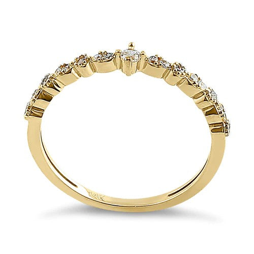 JB:ORZ54 Solid 14K Yellow Gold Half Eternity Clear Round CZ Ring