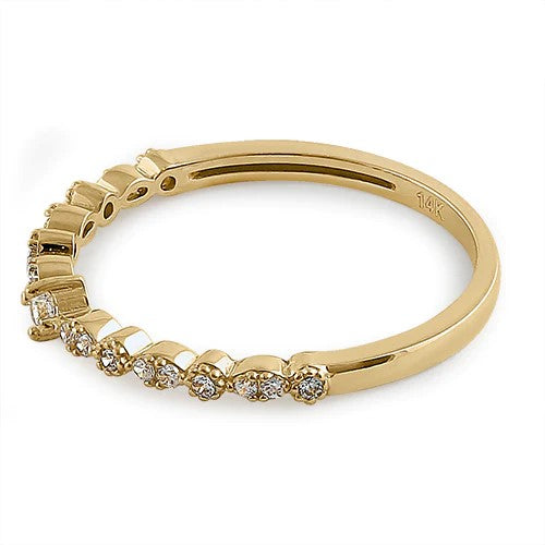 JB:ORZ54 Solid 14K Yellow Gold Half Eternity Clear Round CZ Ring