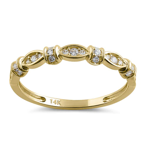 JB:ORD4076  Solid 14K Yellow Gold Half Eternity Round Marquise CZ Ring