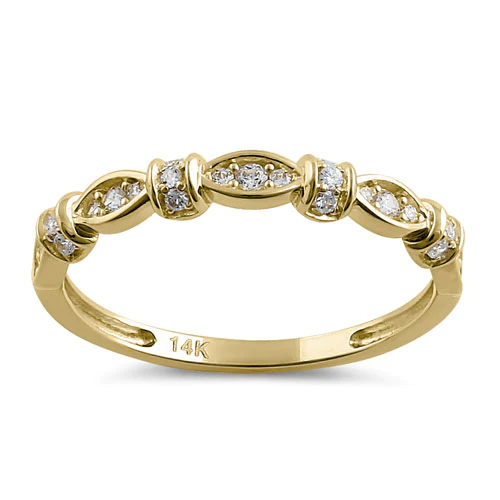 JBD121  Solid 14K Yellow Gold Half Eternity Round Marquise CZ Ring