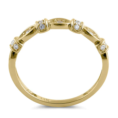 JB:ORD4076  Solid 14K Yellow Gold Half Eternity Round Marquise CZ Ring