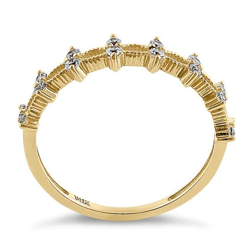 JBORZ059 Solid 14K Yellow Gold Double Round Clear CZ Ring