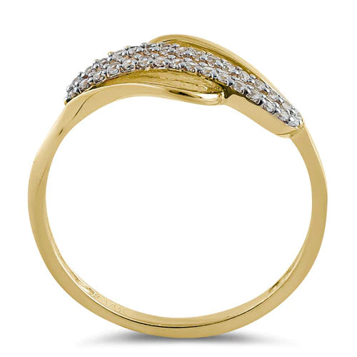 JB:ORZ048 Solid 14K Yellow Gold Curved CZ Ring