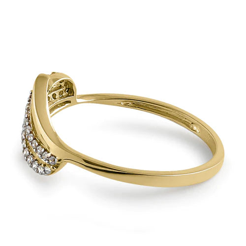 JB:ORZ048 Solid 14K Yellow Gold Curved CZ Ring