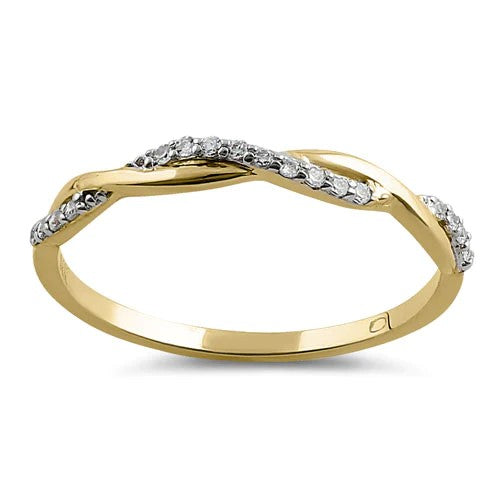 JB:ORZO49 Solid 14K Yellow Gold Free Form Clear CZ Ring