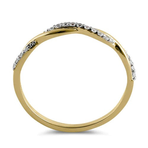 JB:ORZO49 Solid 14K Yellow Gold Free Form Clear CZ Ring