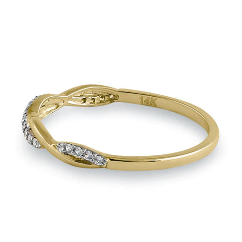 JB:ORZO49 Solid 14K Yellow Gold Free Form Clear CZ Ring
