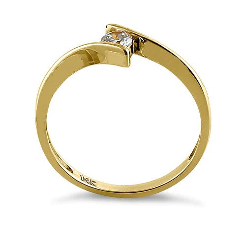 JB:ORZ068 Solid 14K Yellow Gold Modern Spiral Round CZ Engagement Ring