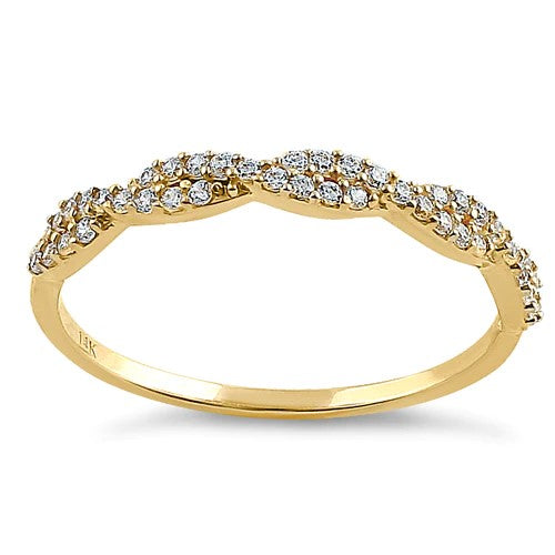 JB:ORZ232Solid 14K Yellow Gold Twist Round Clear CZ Ring