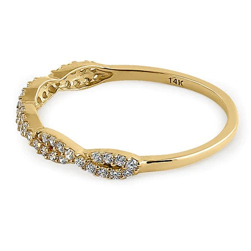 JB:ORZ232Solid 14K Yellow Gold Twist Round Clear CZ Ring