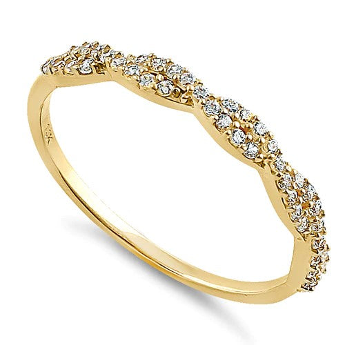 JB:ORZ232Solid 14K Yellow Gold Twist Round Clear CZ Ring