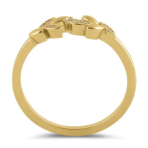 JB:ORZ103 Solid 14K Gold Trendy Leaf CZ Ring