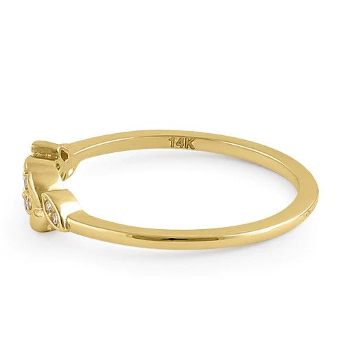 JB:ORZ103 Solid 14K Gold Trendy Leaf CZ Ring